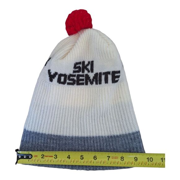 Vintage YOSEMITE Ski Beanie Red Pom Badger Pass California - Picture 7 of 16